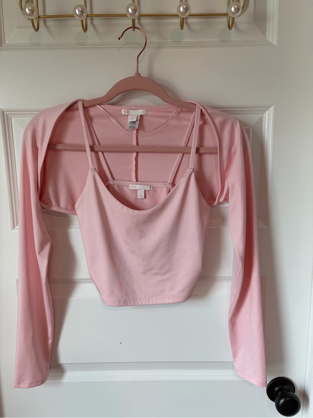 GB Pink Cropped Tank and Long-Sleeve Shrug Set